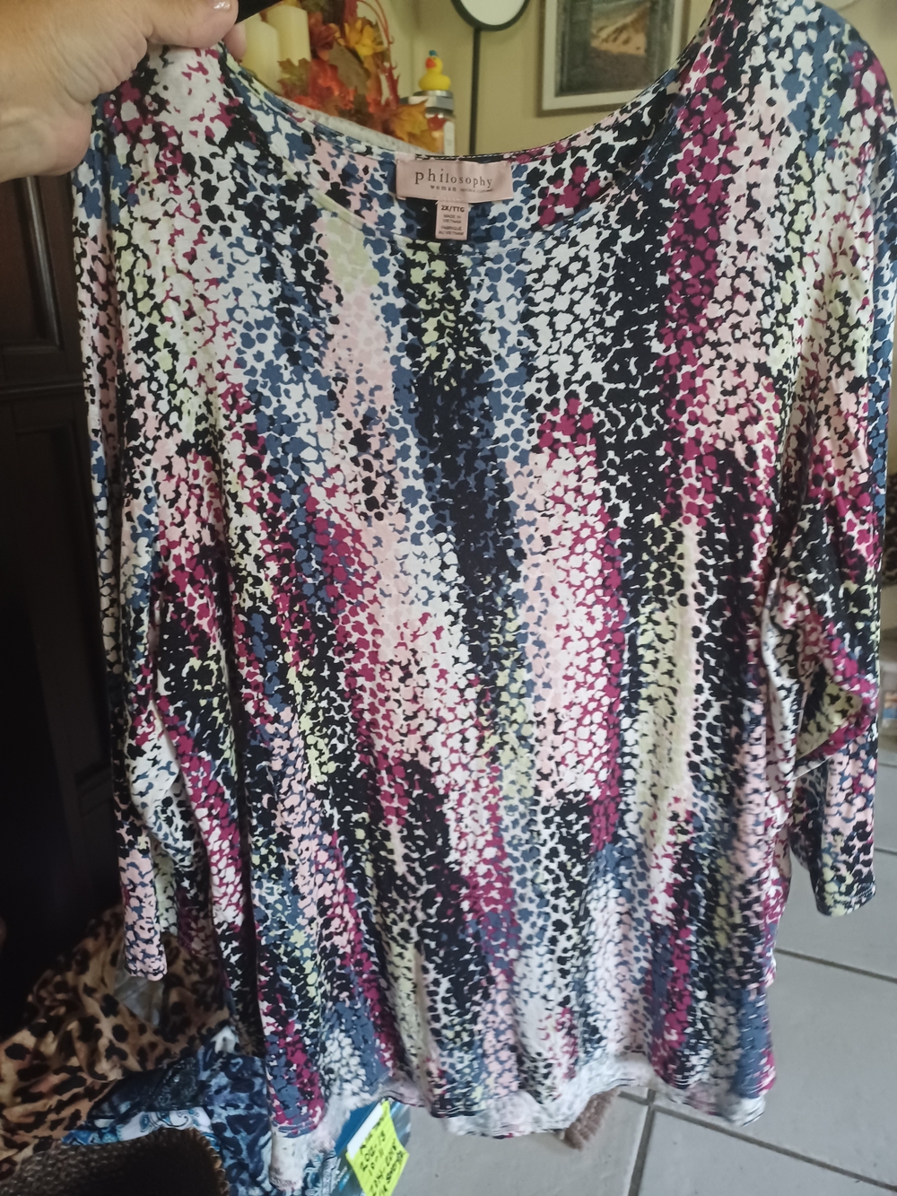 3X Philosophy Multicolor Scoop Neck Printed Tunic - Pink Blue Black Cream
